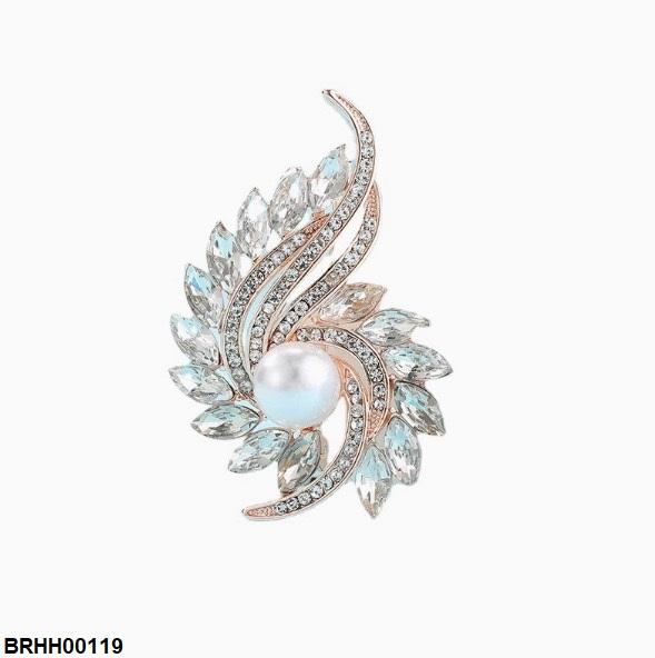 BRHH00119 XST Pearl Rhinestone Zircon Broach - BRHH