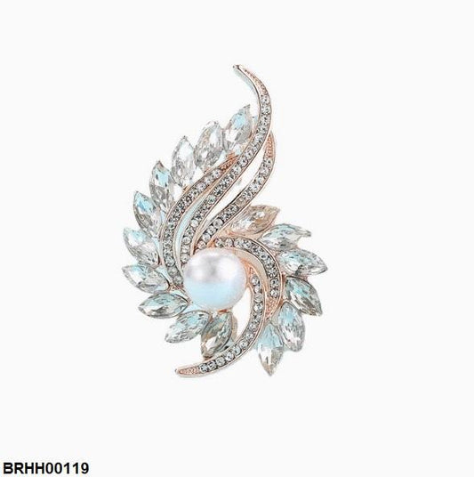 BRHH00119 XST Pearl Rhinestone Zircon Broach - BRHH