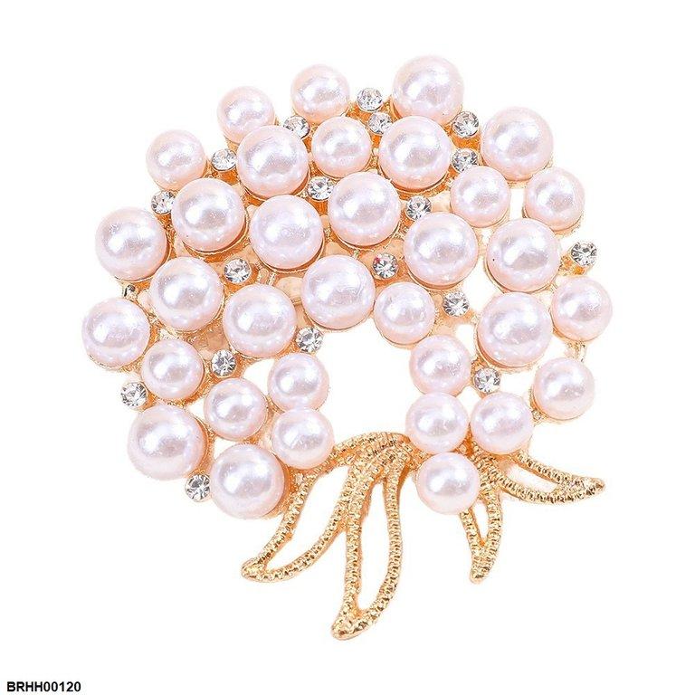 BRHH00120 XST Pearl Round Zircon Broach - BRHH