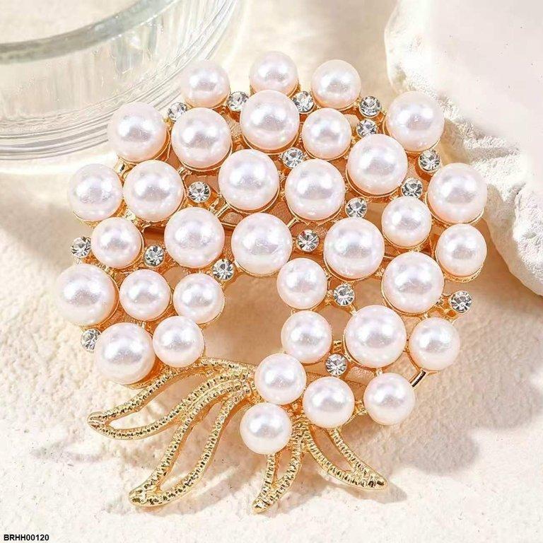 BRHH00120 XST Pearl Round Zircon Broach - BRHH