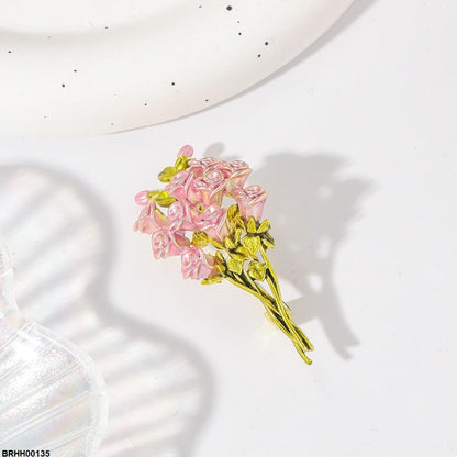 BRHH00135 XST Pink Rose Bouquet Broach - BRHH