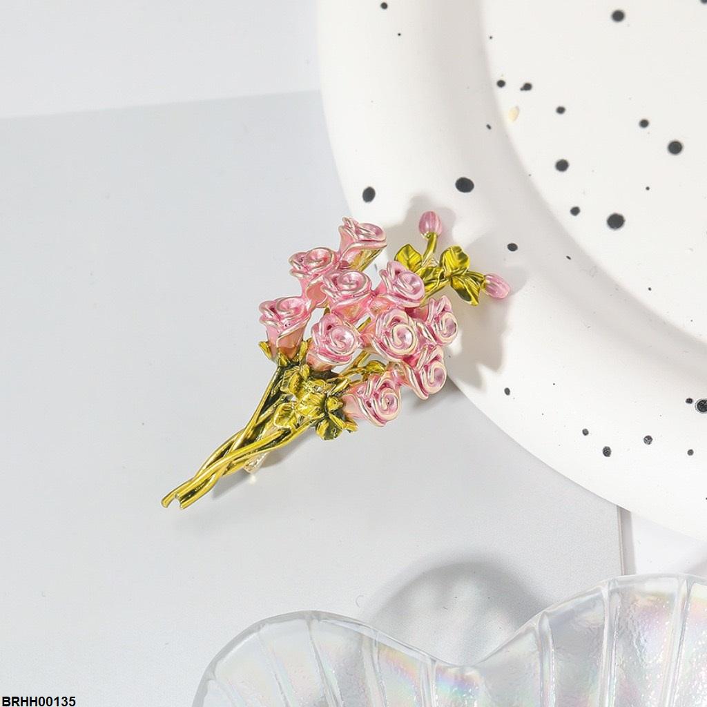 BRHH00135 XST Pink Rose Bouquet Broach - BRHH