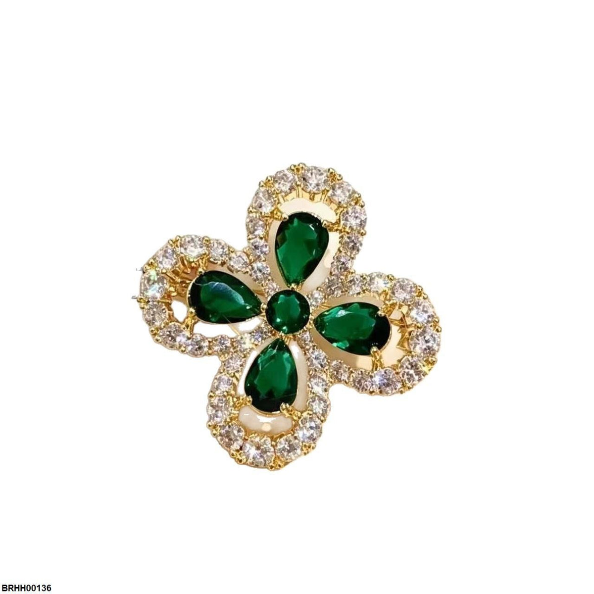 BRHH00136 XST Floral Flower Zircon Broach - BRHH
