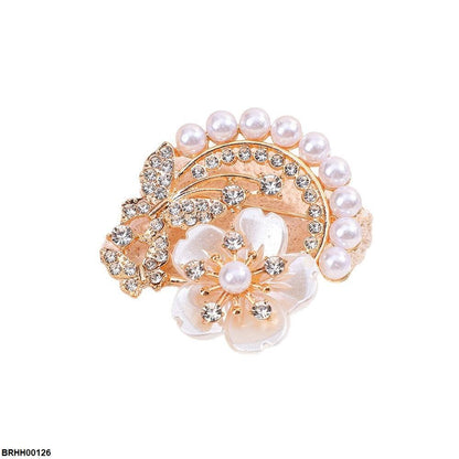 BRHH00126 XST Butterfly/Pearl Flower Zircon Broach - BRHH