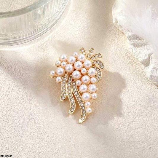 BRHH00131 XST Pearl Flower Zircon Broach - BRHH