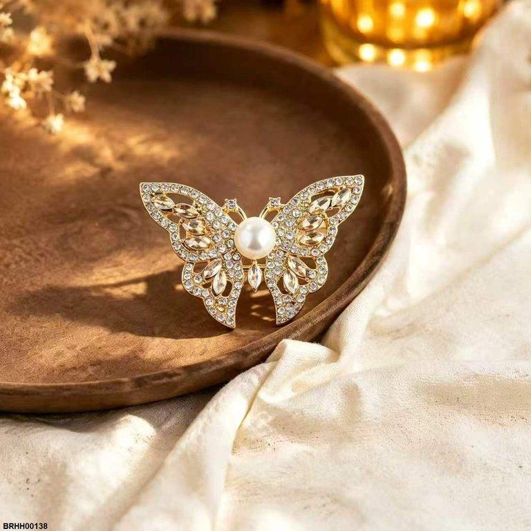 BRHH00138 XST Pearl Butterfly Zircon Broach - BRHH