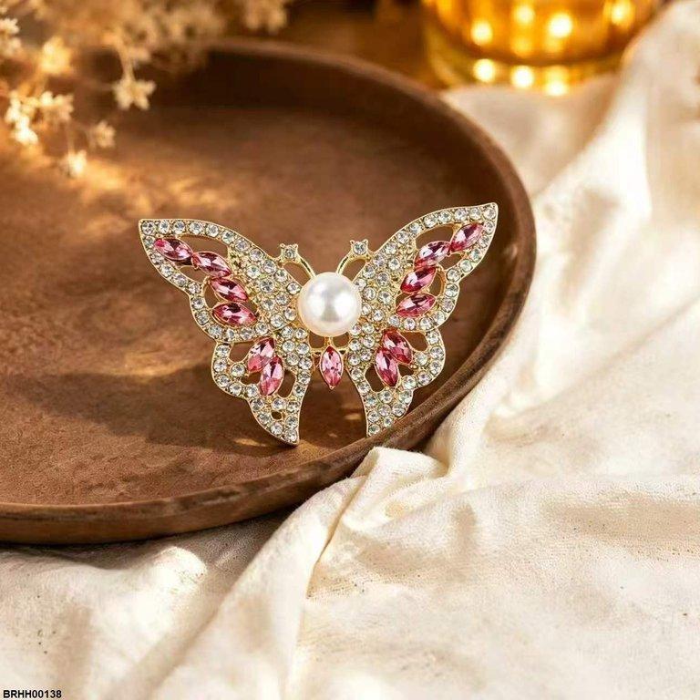 BRHH00138 XST Pearl Butterfly Zircon Broach - BRHH