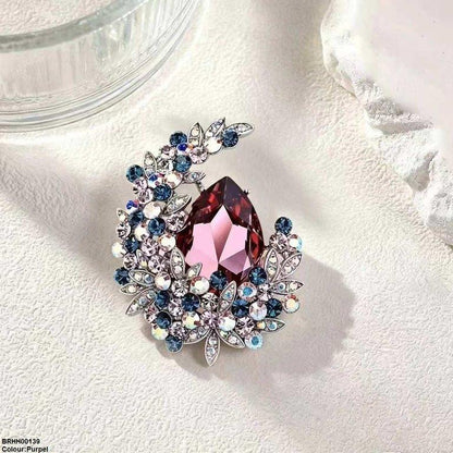 BRHH00139 XST Tear Flower Zircon Broach - BRHH