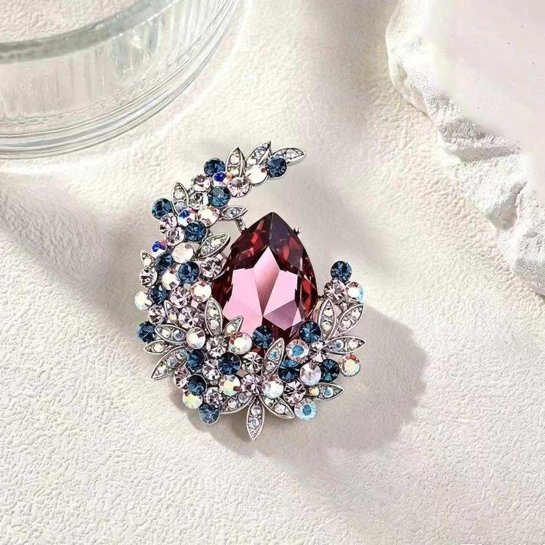 BRHH00139 XST Tear Flower Zircon Broach - BRHH