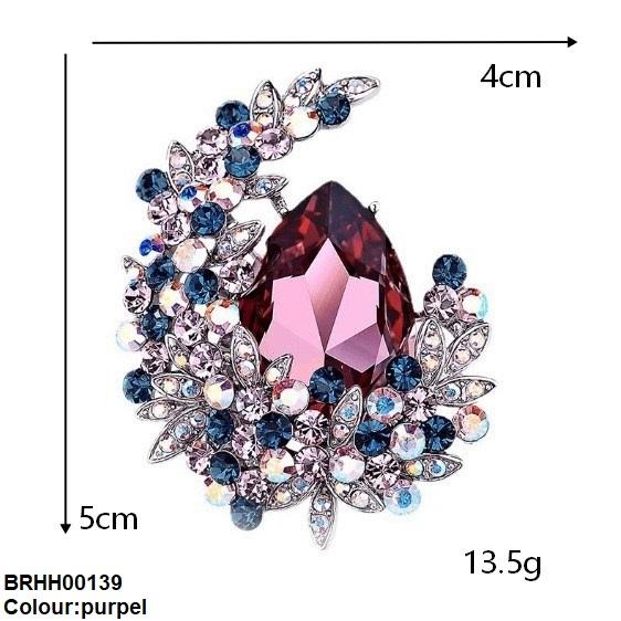 BRHH00139 XST Tear Flower Zircon Broach - BRHH