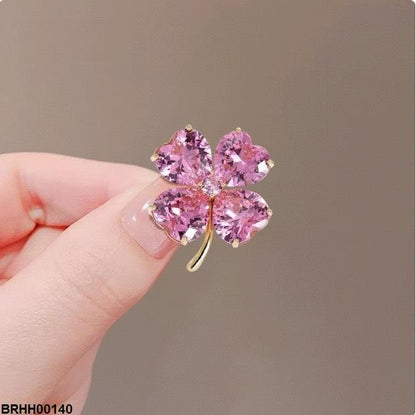 BRHH00140 XST Heart Flower Zircon Broach - BRHH