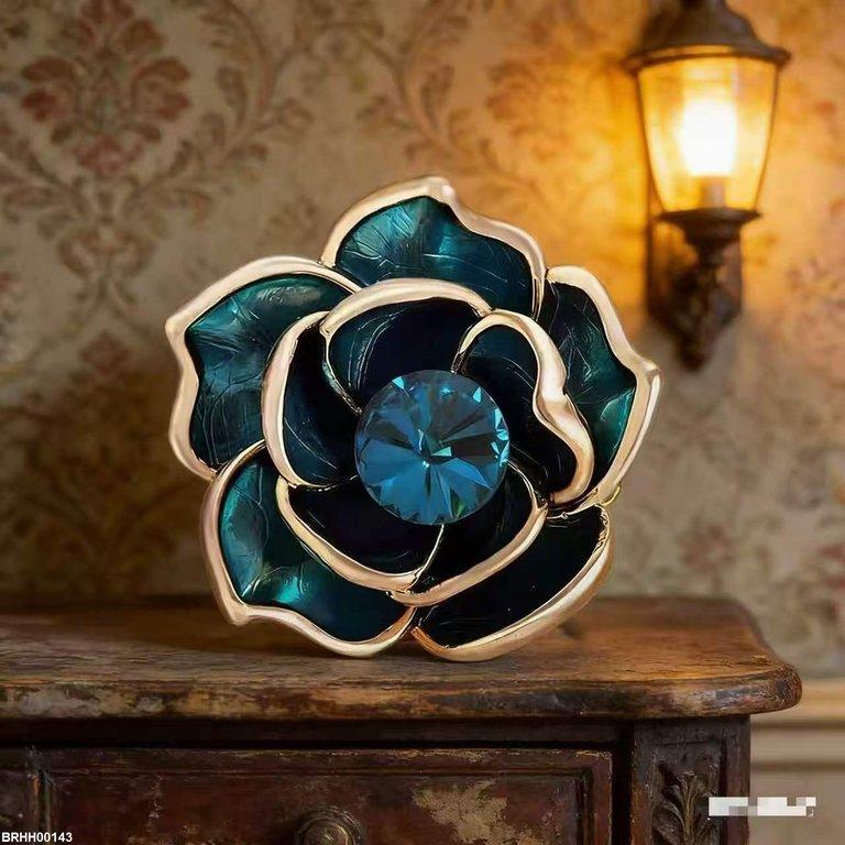 BRHH00143  XST Blue Rose Zircon Broach - BRHH