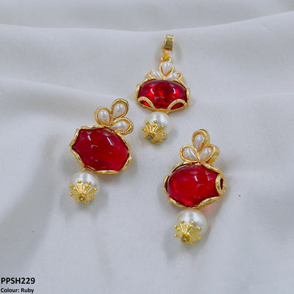 PPSH229 SDQ Tear Oval Pendant Set