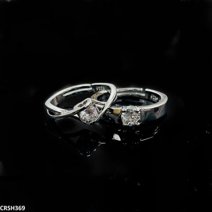 CRSH369 ZFQ Heart Couple Rings Adjustable