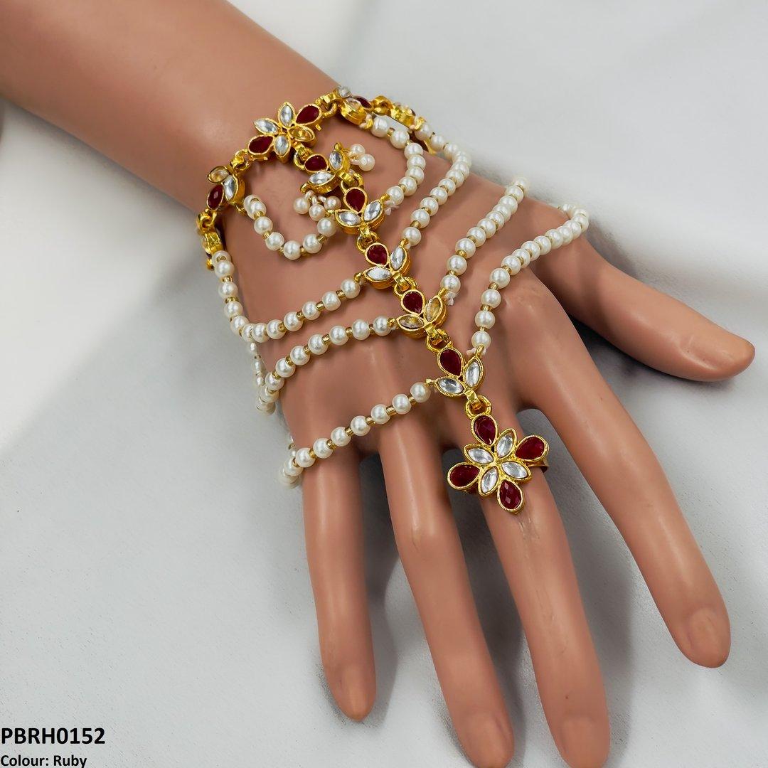 PBRH152 SDQ Pearl Flower Angla Bracelet Adjustable