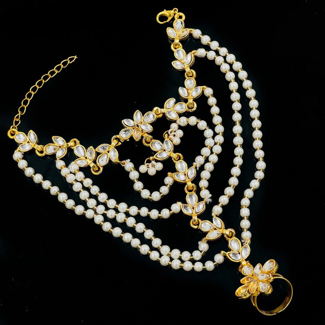 PBRH152 SDQ Pearl Flower Angla Bracelet Adjustable