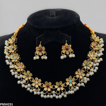 PNSH231 FRN Flower Necklace Set