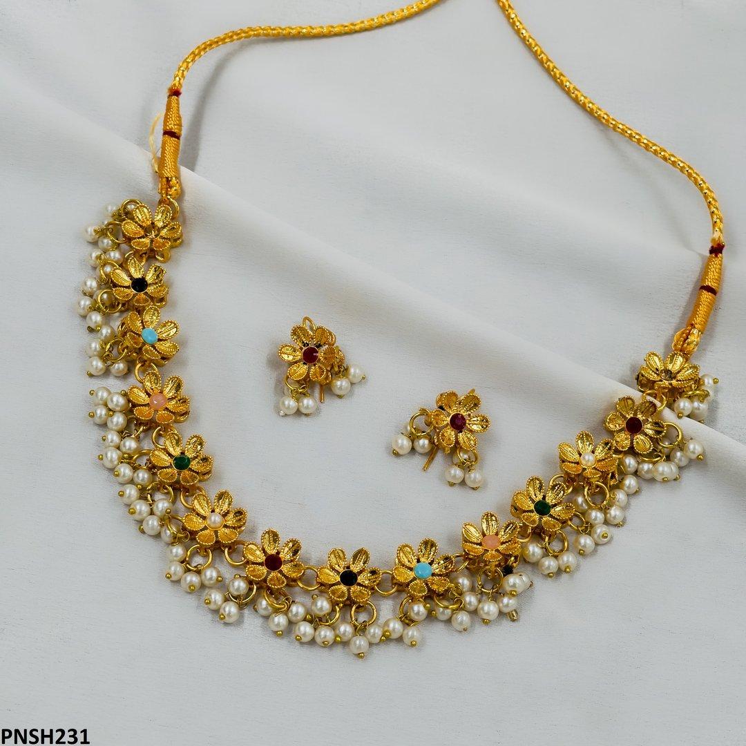 PNSH231 FRN Flower Necklace Set