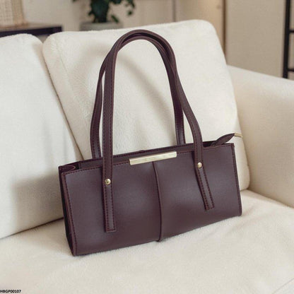 HBGP00107 Rectangular Tote Ladies Hand Bag - Dark Brown - HBGP