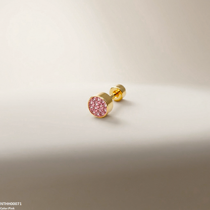 NTHH00071 XAS Round Stone Stainless Steel Nose Pin - NTHH