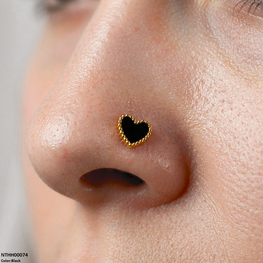 NTHH00074 XAS Heart Stainless Steel Nose Pin - NTHH