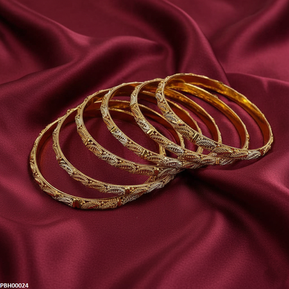 PBH00024 MZM Round Leaf 6 Pcs Of Bangles Set - PBH