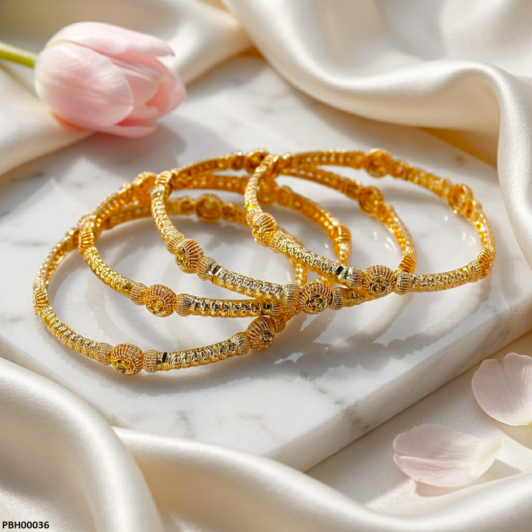 PBH00036 AZM Round Flower  Bangles - PBH