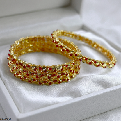 PBH00037 AZM Double Leaf Stone Bangles - PBH