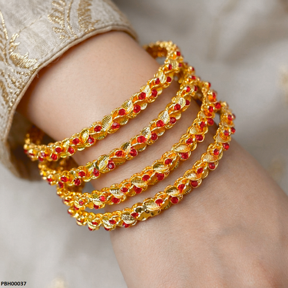 PBH00037 AZM Double Leaf Stone Bangles - PBH