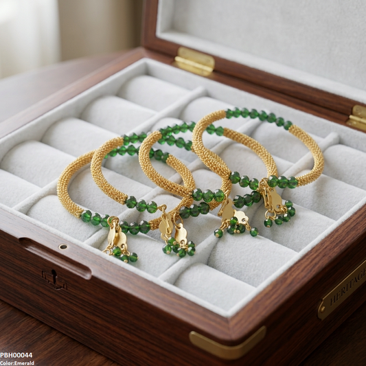 PBH00044 FRN Round Pearl Drop Bangles Set - PBH
