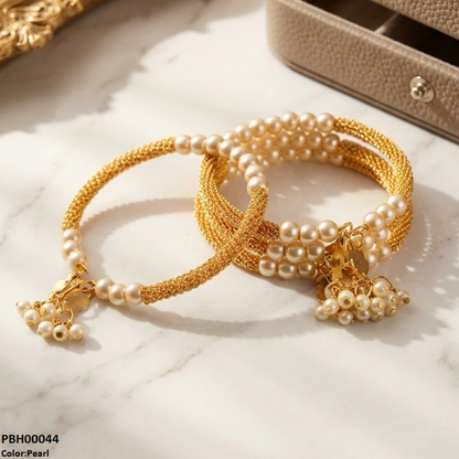 PBH00044 FRN Round Pearl Drop Bangles Set - PBH