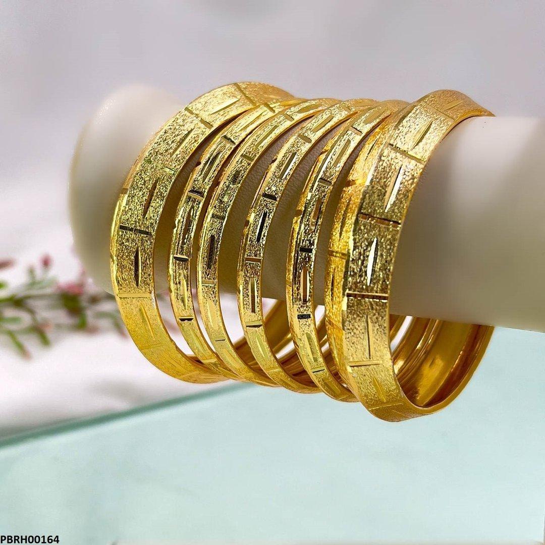 PBRH00164 MZM Gold Bangles 6 Pcs Set - PBRH