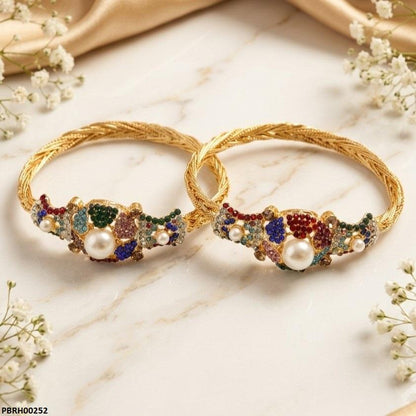 PBRH00252 AZM Multi Flower Bangles Set - PBRH
