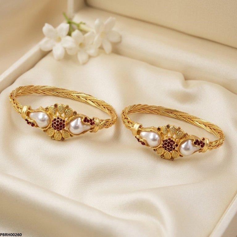 PBRH00260  AZM Round Pearl Bangles Set - PBRH