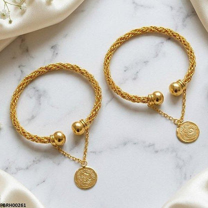 PBRH00261 MZM Coin Flower Drop Square Bangles Adjustable - PBRH