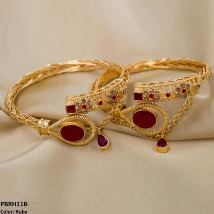 PBRH118 MZM Flower Bangles Pair