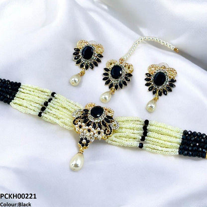 PCKH00221 SDQ Oval Pearl Drop Choker Set - PCKH