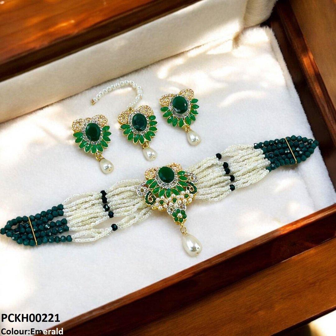 PCKH00221 SDQ Oval Pearl Drop Choker Set - PCKH