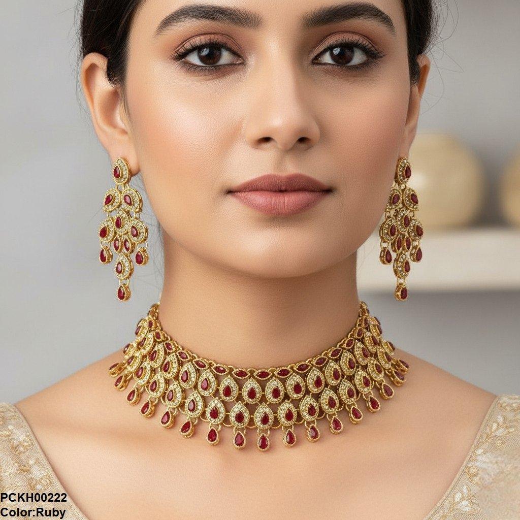 PCKH00222 FRN Marquise Tear Choker Set - PCKH