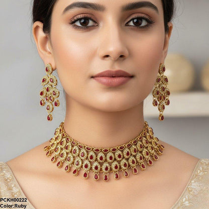 PCKH00222 FRN Marquise Tear Choker Set - PCKH