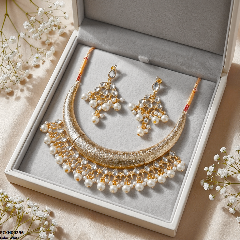 PCKH00296 SDQ Moon/Tear Pearl Drop Hasli Choker Set - PCKH