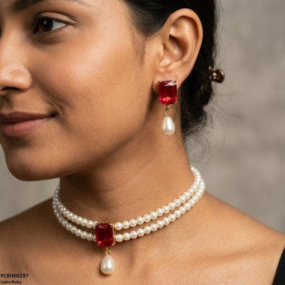 PCKH00297 ABD  Rectangle  Choker Set - PCKH