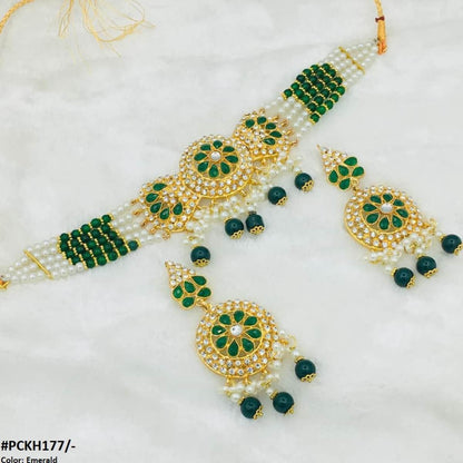 PCKH177 SDQ Pear Flower Bow Chokar Set