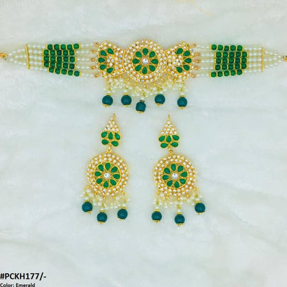 PCKH177 SDQ Pear Flower Bow Chokar Set