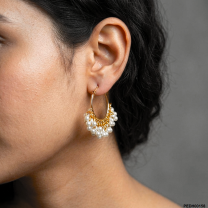 PEDH00158  MZM  Round Pearl Drops Earrings - PEDH