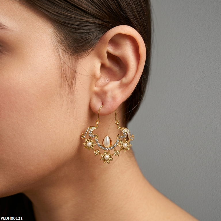 PEDH00121 MZM Flower Square Drop Earrings - PEDH