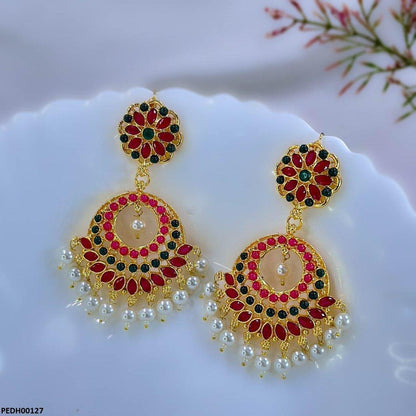 PEDH00127 MZM Flower Round Drop Earrings - PEDH