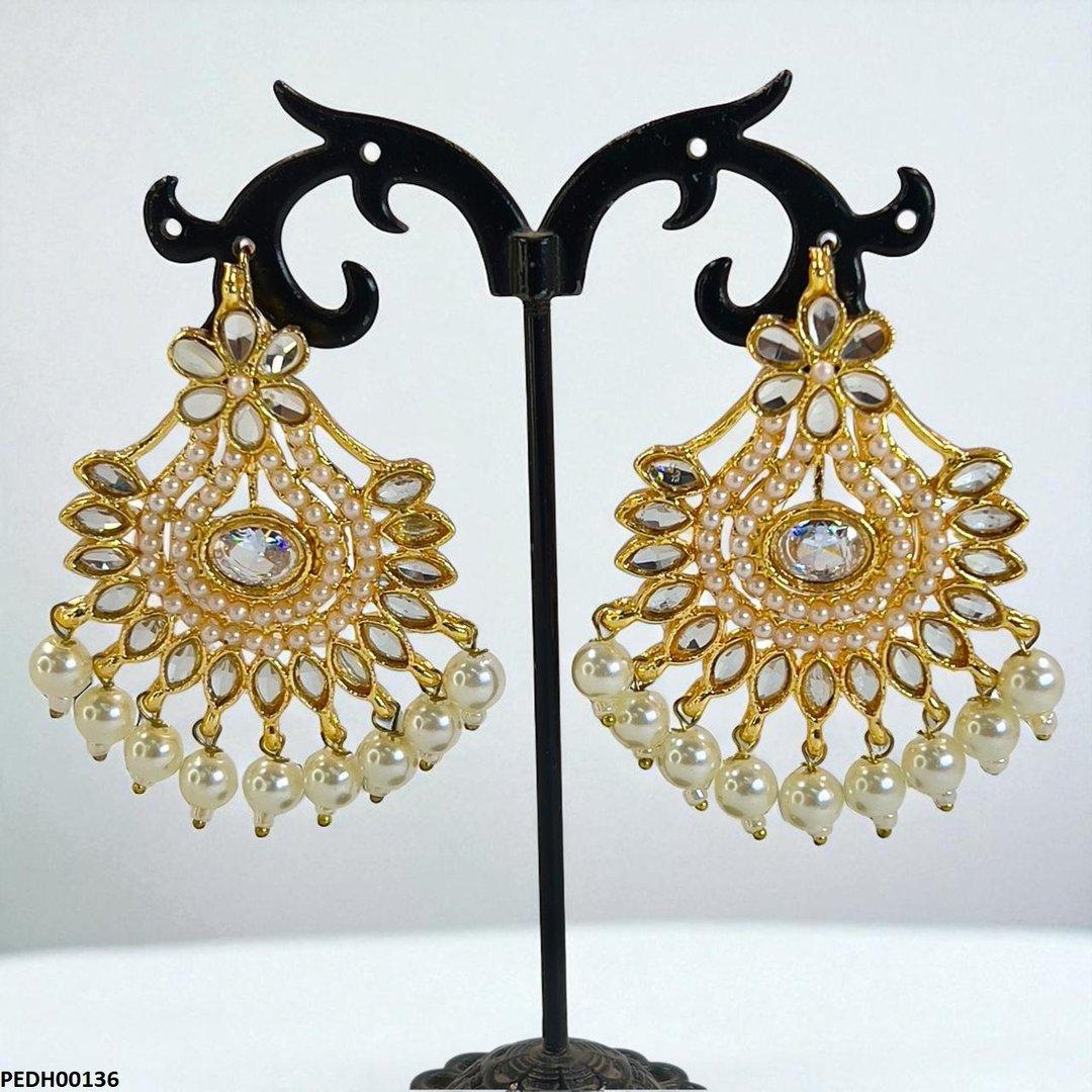 PEDH00136 MZM Flower Pearl Drop Earrings - PEDH