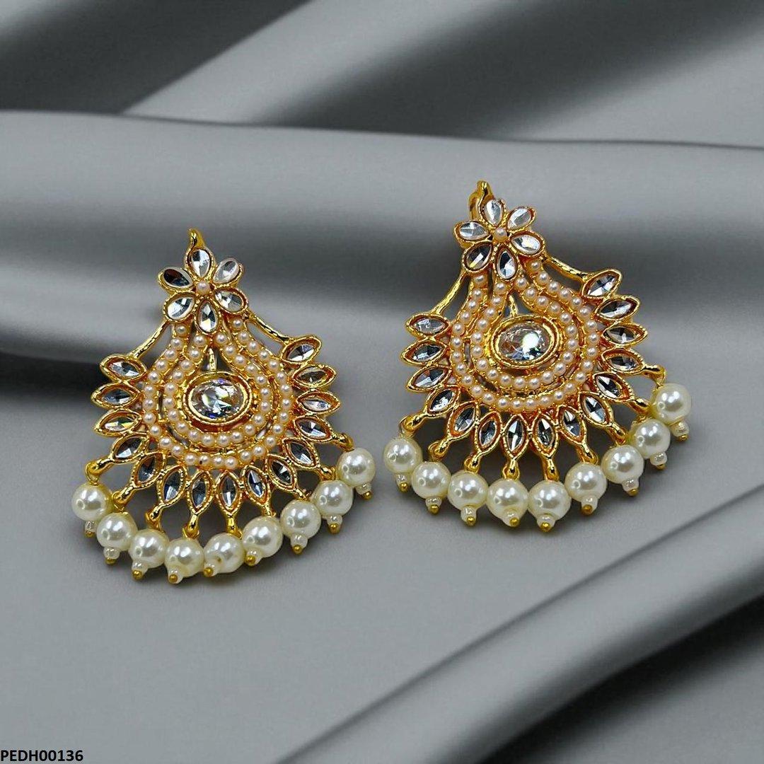 PEDH00136 MZM Flower Pearl Drop Earrings - PEDH