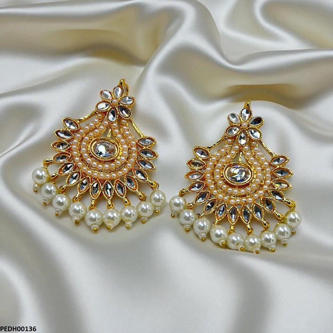 PEDH00136 MZM Flower Pearl Drop Earrings - PEDH